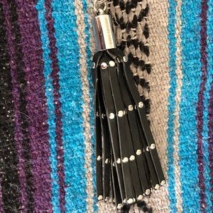 Michael Kors Leather Tassle Keyring Black
